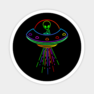 Space Alien UFO Neon Lights Rave Alien Lovers  MM Magnet